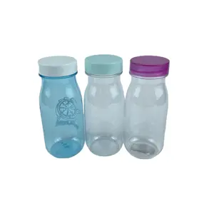 PET forma redonda 200ml vacío leche fruta jugo bebida contenedor botella de plástico con tapón de rosca