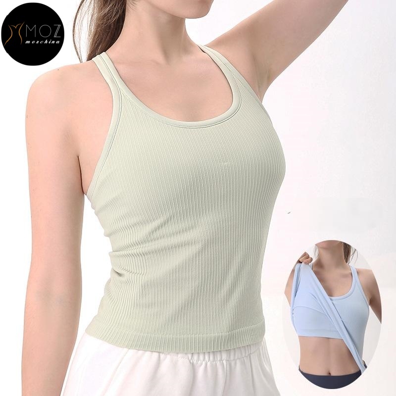 Racerback Sports Tank Top Women Plus Size Lightweight Short High Elastic Fitted Built-in Bra Moisture Wicking Breathable Yoga