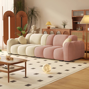 Ensemble de tissu Biscuit de Style rétro français 2025 canapé sectionnel Simple rangée droite pour la maison salon petit appartement hôtel éponge - Product Image 5