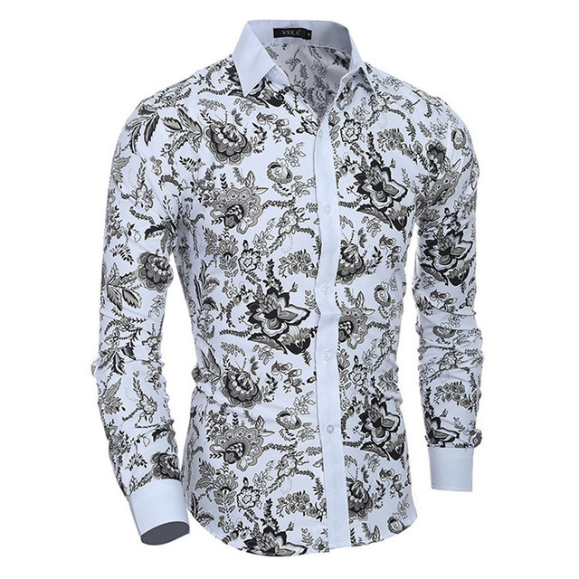 Printing Casual Slim Fit Hawaiian Shirts Men Flower Long Sleeve Full Summer OEM Service Adults Floral Fashionable Cotton Shirt
