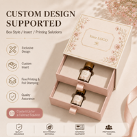 Boîte coulissante double tiroir personnalisable en gros avec gaufrage, pelliculage mat et doublure en éponge pour emballage d'huiles essentielles et de parfums