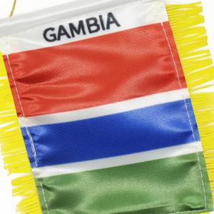 ธงซาตินกัมเบียแบบกำหนดเอง ธงติดรถยนต์ขนาดเล็ก พร้อมพู่สีเหลือง - Product Image 4