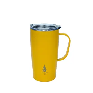 Wholesale 16Oz 20Oz Coffee Stainless Steel Double Walled Insulated Vacuum White Blue Yellow Tumbler With Lid Custom Travel Mug