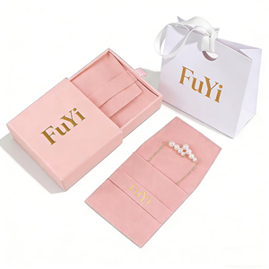 Custom Logo Rectangle Jewellery Packaging Printed Cardboard Drawer Box with Pouch <b>Bag</b> Fashion Jewelry Sliding Packaging - Product Image 1