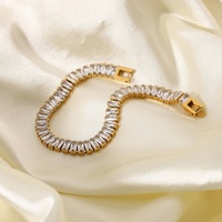 Cadena delicada de tenis Hip Hop de circón 5A de acero inoxidable chapado en oro de 18K para mujer para pulsera, joyería de moda con diamantes completos