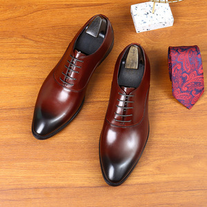Chaussures pour hommes formelles de bureau décontracté Oxford, chaussures pour hommes en cuir véritable rétro élégantes et simples à bout pointu - Product Image 4