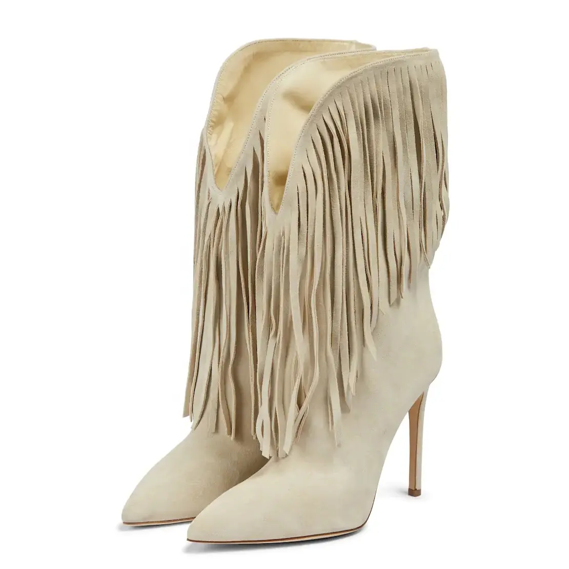 ENMAYER Popular Designer Styles Thick Tassel Slip On Faux Suede Party Wear Women Mid Calf Boots