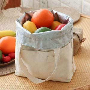 Bolsa de Almuerzo Bento, Bolsa de Lona para Alimentos, Bolsa Térmica Portátil con Cordón y Forro Aislante - Product Image 1