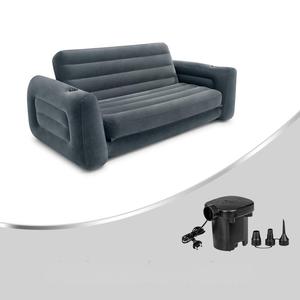 クリアランスセール中！二人掛けPVC製インフレータブルソファベッド、ダブル厚手リクライニング、折りたたみ式、フロッキング加工 - Product Image 5