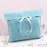 Logo de marque personnalisé Emballage en velours Sac enveloppe-poussière pour vêtements sous-vêtements Boîte cadeau parfum Emballage Sac enveloppe en velours
