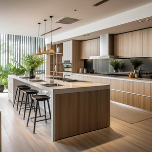 YALIG Set di Mobili da <span class=keywords><strong>Cucina</strong></span> su Misura in <span class=keywords><strong>Legno</strong></span> con Isola, Design Lineare - Product Image 1