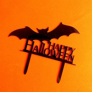 ท็อปเปอร์เค้กอะคริลิคฮาโลวีนลายน้ำผึ้งและของหวาน ตกแต่งเค้กสำหรับเทศกาลฮาโลวีน พร้อมข้อความ Happy Halloween Trick Or Treat - Product Image 5