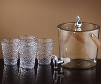 Distributeur de boissons moderne en plastique 3,5L/5L avec robinet, seau à boissons 4 tasses, base élégante pour hôtels, traiteurs et événements