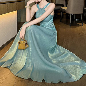 伴娘礼服时尚晚会舞会优雅亮片亮片缎面马克西连衣裙女性 - Product Image 3