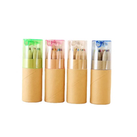 Lot de 12 mini-crayons de couleur OEM en tube de papier de 3,5 pouces, colorés, pour enfants, avec taille-crayon – Offre Spéciale
