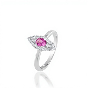 Bague en saphir rose et diamant en argent sterling 925 - Product Image 1