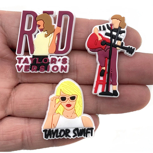 2023 <span class=keywords><strong>Taylor</strong></span> <span class=keywords><strong>Red</strong></span> <span class=keywords><strong>Swift</strong></span> Charms de chaussures pour sabots croc personnalisé populaire chanteur Designers breloques de chaussures en PVC pour le vendeur de décoration - Product Image 2