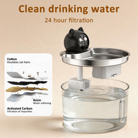 Fontaine à eau sans fil pour animaux de compagnie certifiée CE RoHS FC, 2,2 L, acier inoxydable 304, distributeur d'eau automatique intelligent pour chiens et chats