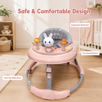Marche-bébé pliable multifonctionnel, anti-pincement et anti-renversement, livré avec un jouet musical en forme de chat, roues silencieuses, cadeau pour bébé