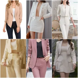 Automne hiver décontracté solide petite blazer formel damas mujeres femme dames femmes manteaux costumes blazers vêtements usagés pour femmes