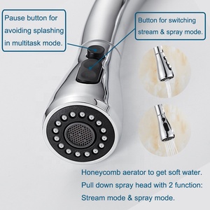 360 Rotation Single Lever Pull Out Brass Kitchen With Pull <b>Down</b> Sprayer Kitchen Mixer Water Tap AT9608-DX Double Kitchen Mixer T - Product Image 5