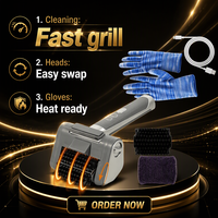 Brosse de nettoyage électrique sans fil pour barbecue, nettoyeur rotatif avec lumière LED, tête de brosse détachable pour barbecue et camping