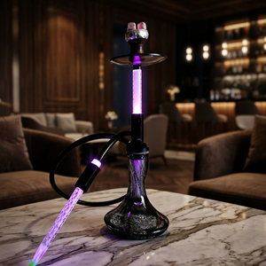 Cachimba con Logotipo Personalizado, Nueva Llegada, Luz Neón Morada, Base <span class=keywords><strong>de</strong></span> Cristal Transparente, Tubo <span class=keywords><strong>de</strong></span> Silicona, Control Remoto Electrónico - Product Image 2