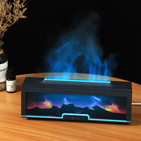 Nouveau Diffuseur d'Huiles Essentielles Transfrontalier ABS+PP 200ml, Humidificateur Ultrasonique Effet Flamme 3D, Lumière Ambiante Colorée de Bureau