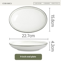 Service de vaisselle en céramique haut de gamme pour la maison et l'hôtellerie – Assiettes au design épuré pour soupes et bols de riz, idéal pour les dîners et les réceptions en restaurant