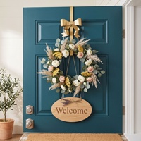 D&D YH26024 Couronne de Noël en fer doré avec crochet de porte, décoration suspendue pour porte d'entrée, décorations de fête pour la maison, sans installation