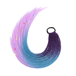 60cm 24 pouces cheveux dégradé couleur queue de cheval tressée sale femmes filles enfants bande de cheveux élastique bande de caoutchouc queue de cheval Extension de cheveux - Product Image 3