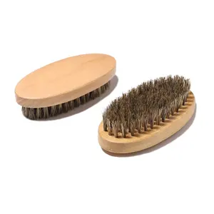 Beard Brush Men Natural Faux Boar Bristle Bamboo Handle Military Pocket Mustache Beard Grooming Comb Brush
