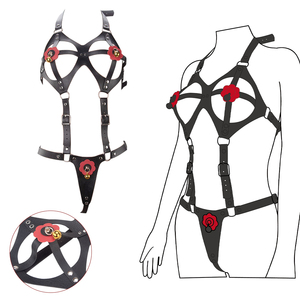 Harnais de Contrainte BDSM en <span class=keywords><strong>PVC</strong></span> pour le Cou et la Poitrine, Jouets Sexuels SM pour Femmes - Product Image 1