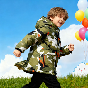 Veste rembourrée à capuche pour garçons, en polyester 100% teint en pièce, <span class=keywords><strong>camouflage</strong></span>, fermeture éclair, pour l'hiver - Product Image 2