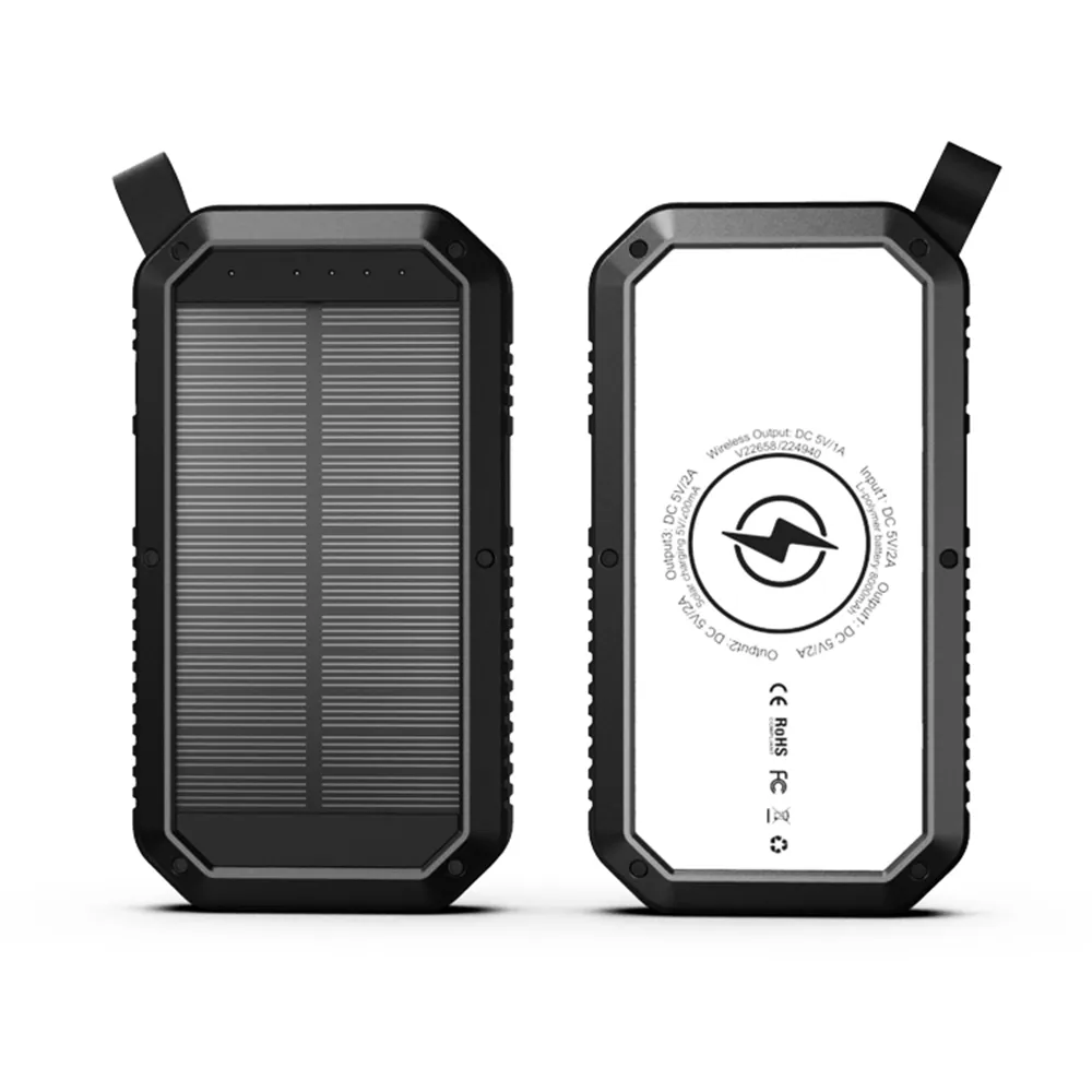 Easy To Carry Support Solar Charging Power Bank 10000mah Wireless Mini Portable Battery For Outdoor Activities
