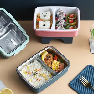 Детский Ланч-бокс Bento с ложкой, без БФА, полностью герметичный, идеально подходит для возраста от 3 до 7, 4 отсека