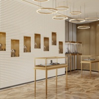 Vitrine de présentation de bijoux de luxe moderne sur mesure à prix de gros avec acier inoxydable et verre trempé, éclairage LED pour magasins de détail