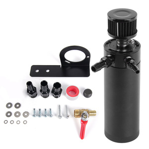 Bidon de ventilation d'huile noir 750 ml avec support de filtre à air et valve de vidange pour la récupération des gaz et de l'huile usagés - Product Image 1