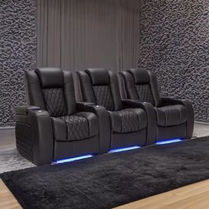 Bộ ghế sofa da 3 chỗ ngồi, có chức năng ngả lưng điện, kiểu hiện đại, dùng cho rạp chiếu phim gia đình, ghế sofa thư giãn bằng điện - Product Image 4