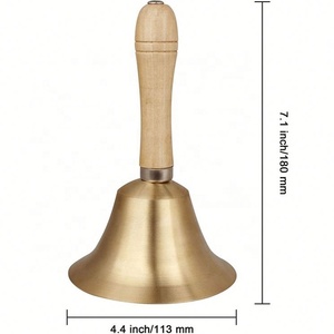 פעמון יד מנחושת עם ידית עץ איכותית והדפס משי בנושא חג המולד ובודהיזם - Product Image 3