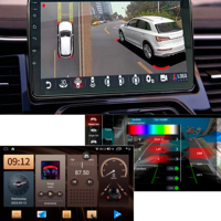 Cámara panorámica de 360 grados con 6 sensores de estacionamiento inverso Pantalla Android de 9 pulgadas caja negra Universal 360 sistema de cámara de coche
