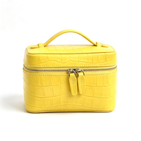 Sac bandoulière pour femme en cuir véritable à motif crocodile, fermeture éclair, multifonctionnel, organiseur de voyage portable, trousse de maquillage, sac à déjeuner
