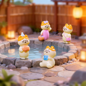 Adorables figurines de chats Zakka Onsen en résine, miniatures pour jardin féerique DIY, bonsaï, décoration maison & bureau & boîte surprise - Product Image 2