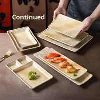 Assiette en mélamine épaisse dorée émaillée de conception minimaliste ronde pour restaurant de fondue et buffet