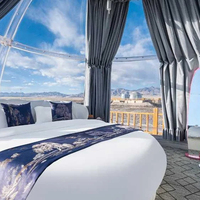 Tente géodésique de luxe en polycarbonate pour hôtel de glamping économique avec salles de bain extérieures