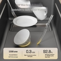 Évier de cuisine rectangulaire moderne multifonctionnel fait main en acier inoxydable 304 noir de 5 mm avec robinet, grand bac unique