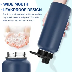 Outdoor Customized 3 Lids Water Bottle Stainless Steel Vacuum Flask Water Bottle Insulated Sports Bottle