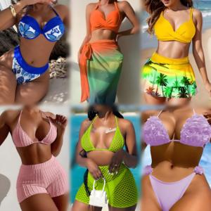 Ensemble bikini sexy pour femme 2026, maillot de bain deux pièces en polyester, col en V, haut dos nu, bas à nouer sur le côté, taille unique, pas cher - Product Image 2