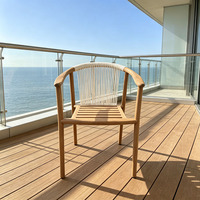 Massives Teakholz Outdoor-Möbelset Balkon Seilgeflecht Freizeitstuhl mit Rundem Kaffeetisch