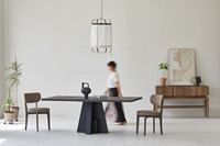Table de salle à manger en bois de pin recyclé noir, style nordique, mobilier d'hôtel et de maison, table d'appoint, ensemble de 8 places